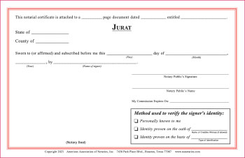 Michigan Jurat Notarial Certificate Pad