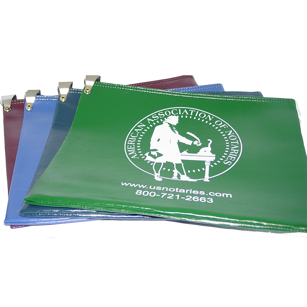 Don't risk misplacing your Michigan notary supplies. This notary locking zipper bag is an ideal and convenient way to store, transport, and secure your Michigan notary supplies. The bag easily carries your Michigan notary record book, notary stamp, and notary seal embosser. Made of durable leatherette material (soft vinyl). Imprinted on one side of the bag with the AAN logo. Available in 6 colors. </p></p></p></p>