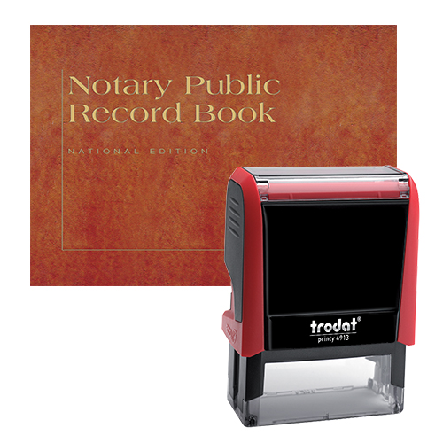 The Michigan notary supplies basic package contains everything you need, in accordance with Michigan notary laws to perform your notarial duties correctly and efficiently. This notary supplies package includes Michigan notary stamp item and Michigan notary record book. The notary stamp is available in several case colors and five ink colors, produces thousands of perfect and consistent notary stamp impressions, stamp-after-stamp, without the need for an ink pad or re-inking. The modern, ergonomic design of this stamp soft-touch exterior fits comfortably in your hand and with gentle pressure produces the sharpest Michigan notary stamp impression with ease. An index label allows you to quickly identify your notary stamp and ensures a right-side-up impression. A clear base positioning window guarantees accurate placement of your notary stamp on documents. With the click of a button, the ink pad - which is built into the notary stamp - can easily be accessed for changing or refilling.